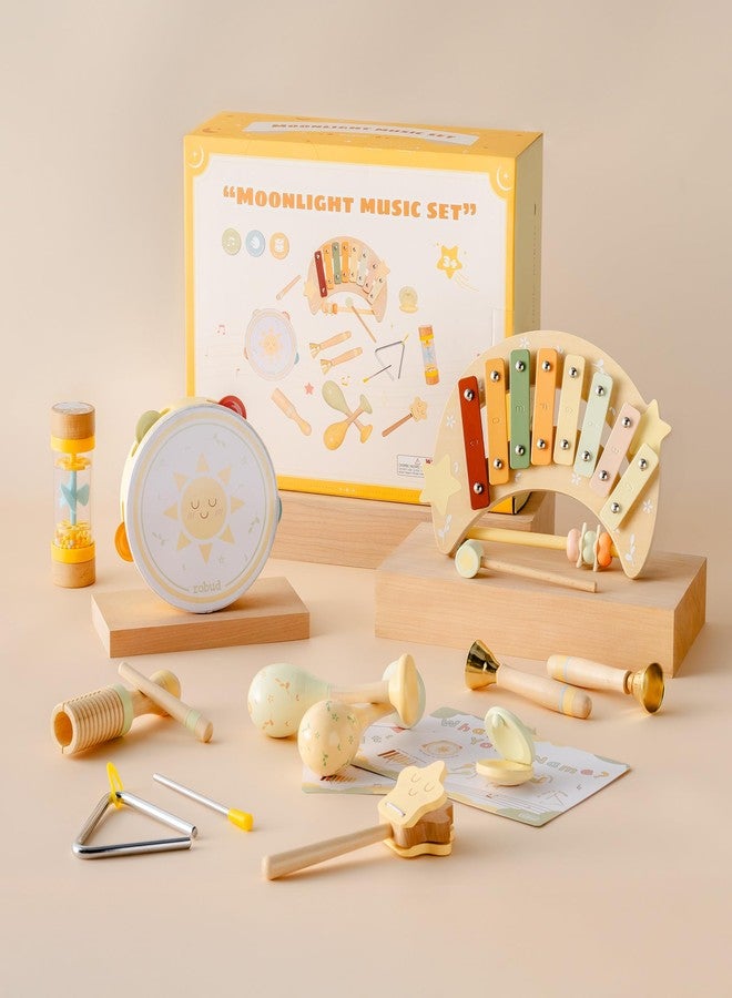 ROBUD Toddler Musical Instruments, Montessori Wooden Baby Musical Toys, Neutral Colors Musical Toys for Toddlers 1-3, Educational Percussion Set, for Boys and Girls(Star and Moon Theme) - Image 4